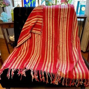 Red and White Striped Throw Blanket 46”X46”